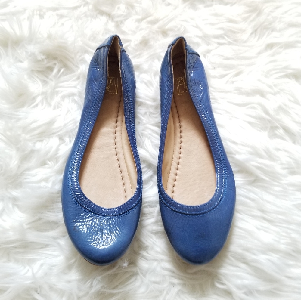Frye Carson Blue Patent Leather Ballet Flats 5.5